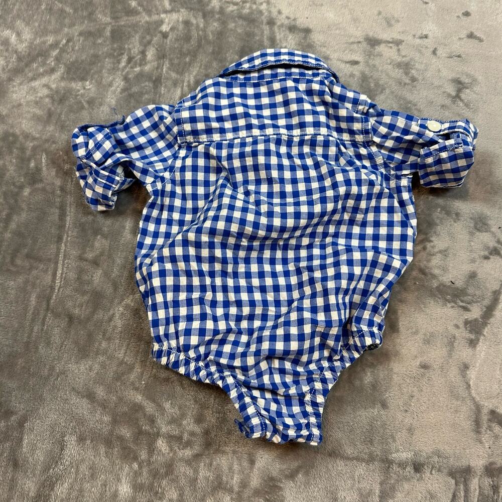 Baby Gap Shrt Blue White Gingham Check Button Down Collared Shirt Boy 3-6 Months - Picture 3 of 8